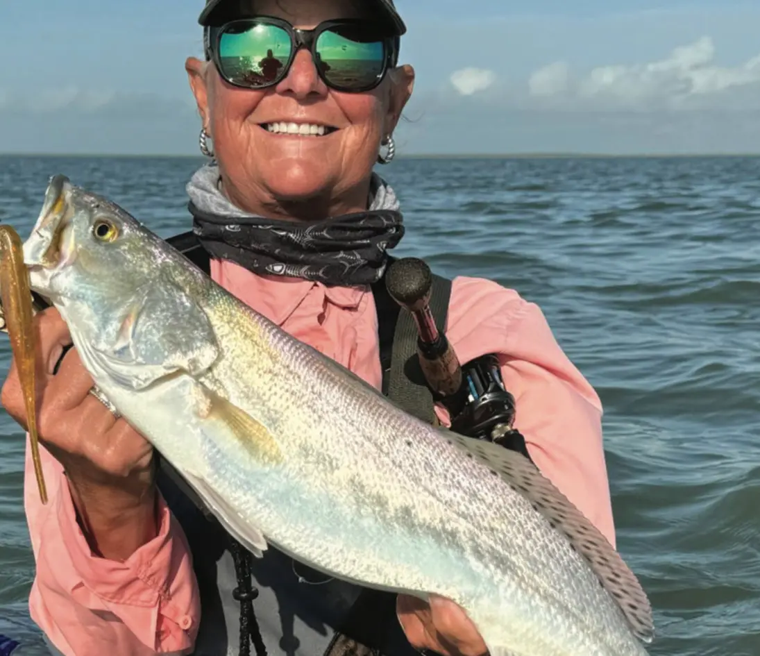 Captain Sally Black with Spotted Sea Trout in Baffin Bay